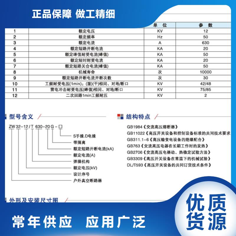【真空断路器】ZW32F-12G/T630-12.5
