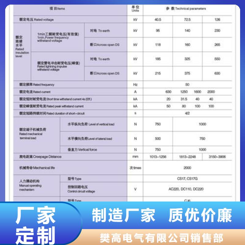 GW9-12/1250A户外高压隔离开关功能